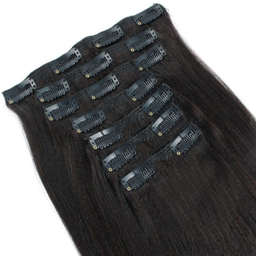 Clip In Hair Extension Yaki Straight Human Wefts Set