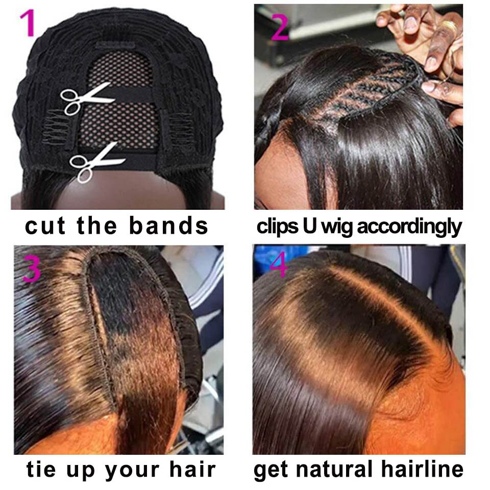 U Part Glueless Curly Human Hair Wig