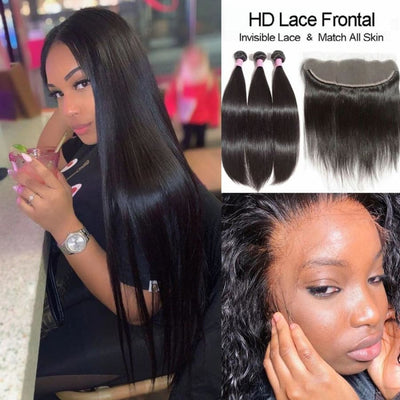 Swiss Lace HD Lace 13X4 Frontal With Bundles Straight 3 