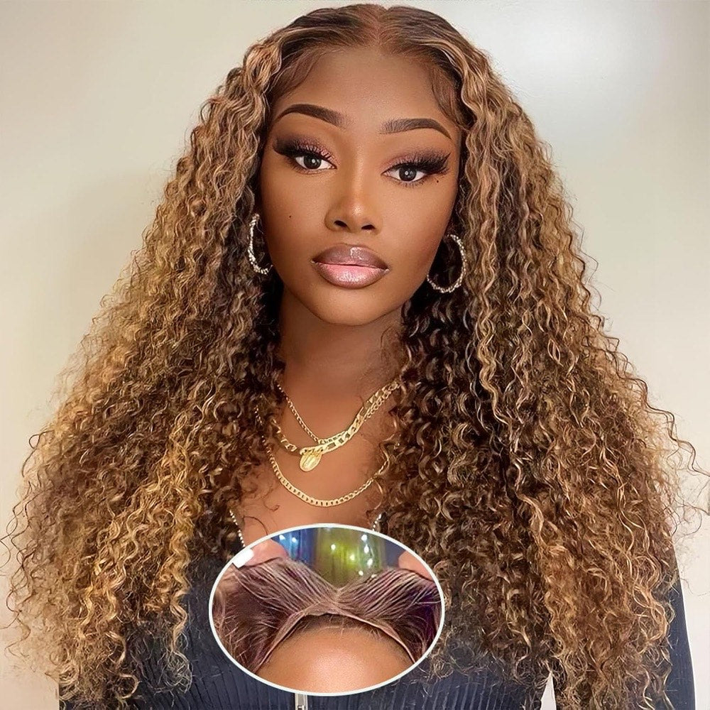 4/27 Highlight Deep Wave Curly 6x6 HD Lace Glueless Wig