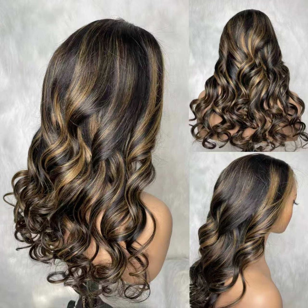 4/27 Honey Blonde Highlight Body Wave 6x6 HD Lace Glueless Wig