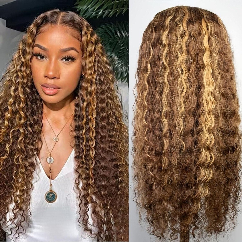 4/27 Highlight Deep Wave Curly 6x6 HD Lace Glueless Wig