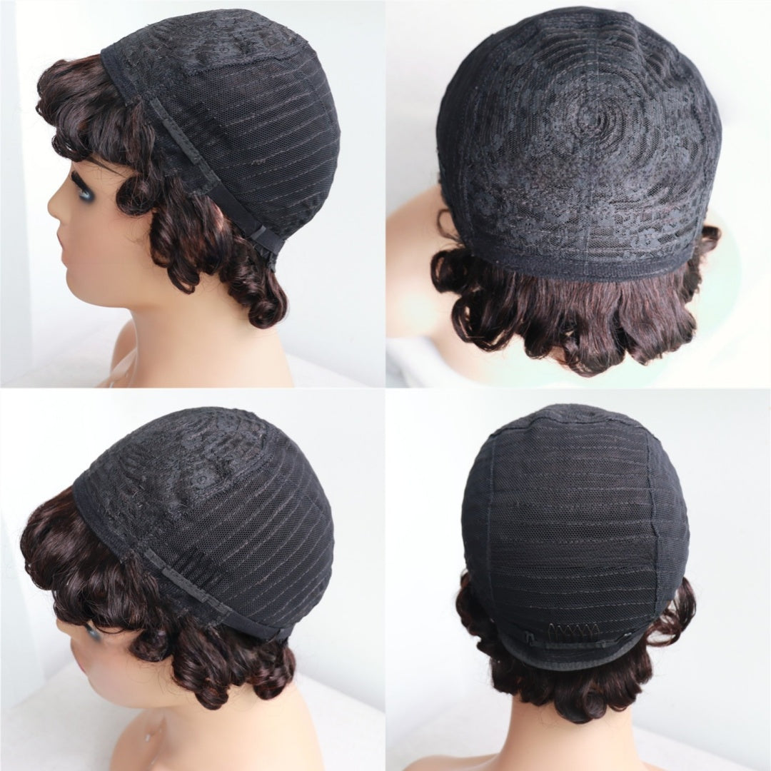 Full Machine Made Short Pixie Cut Human Hair Wig