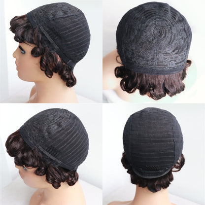Full Machine Made Short Pixie Cut Human Hair Wig