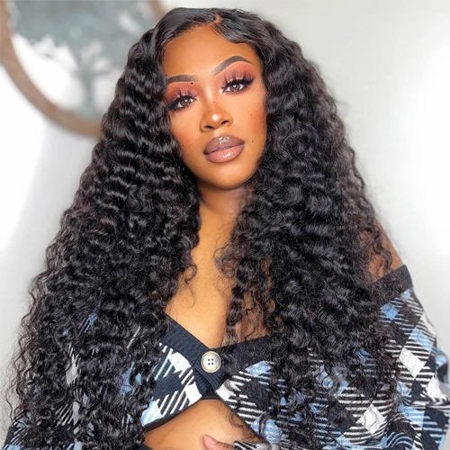 UPGRADED FULL LACE (WITHOUT MESH) TRANSPARENT LACE Deep Wave INVISI-STRAP WIG
