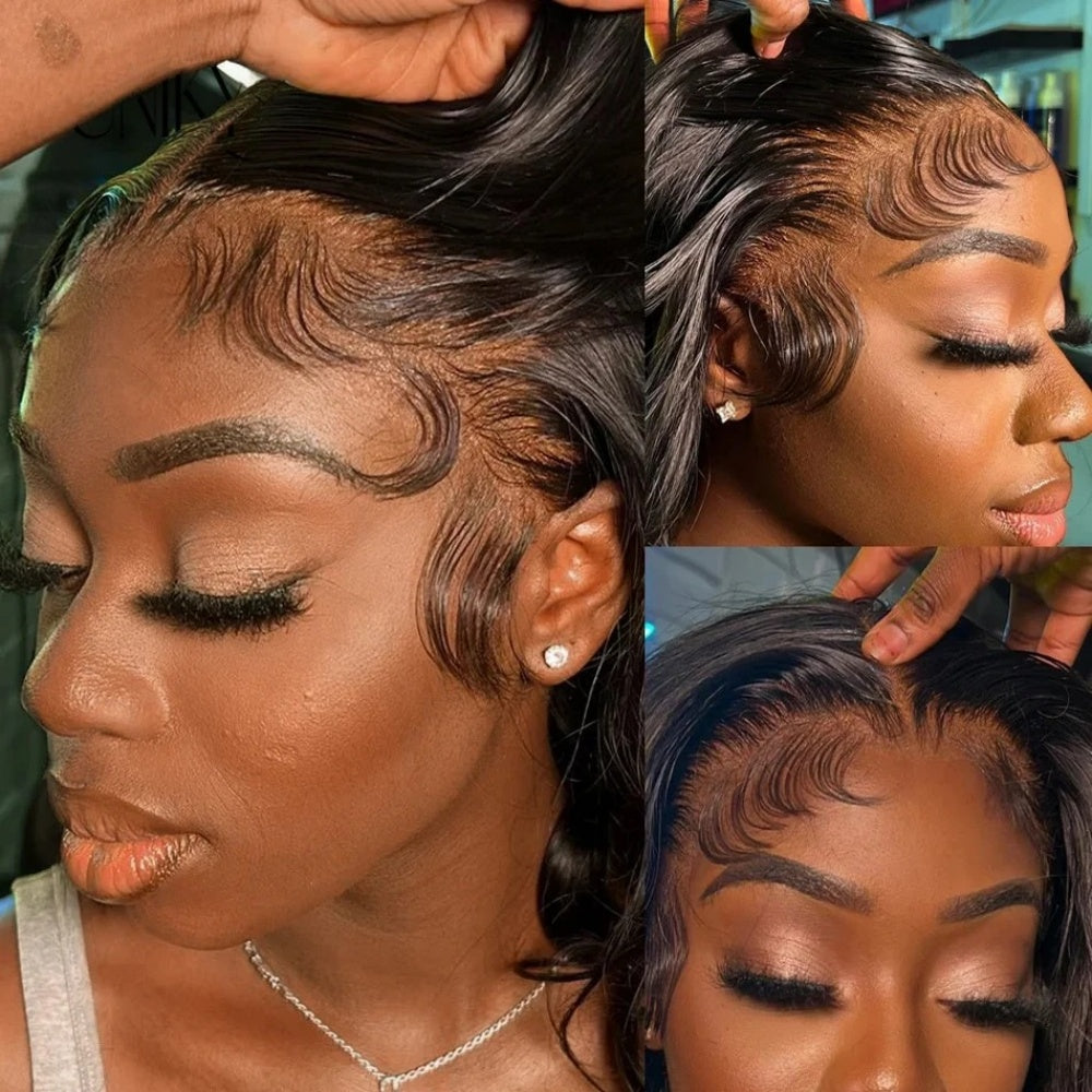 FULL TRANSPARENT/HD LACE PRE-PLUCKED BODY WAVE BOB HUMAN HAIR FULL LACE WIG