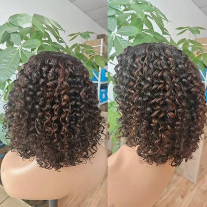 4X4/13X4 LACE FRONT HUMAN HAIR 250% DENSITY HIGHLIGHT CURLYBOB WIG