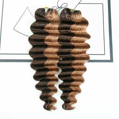 Soft Feather Crochet Braids Hair 100% Human Hair Extensions--#4/#30 Loose Deep Wave