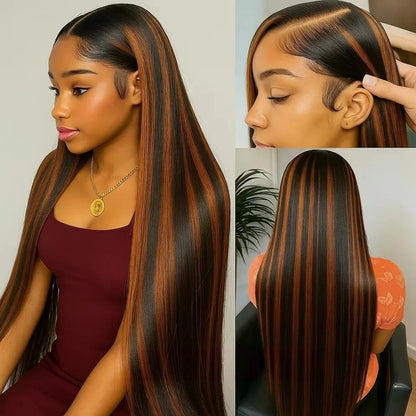 13X4/13X6 Full Frontal Transparent Lace Highlight Color Straight Wig