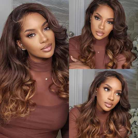 13X6  FIT 2.0 HD LACE FRONT SUPER PRE-PLUCKED WIG /OMBRE BODY WAVE