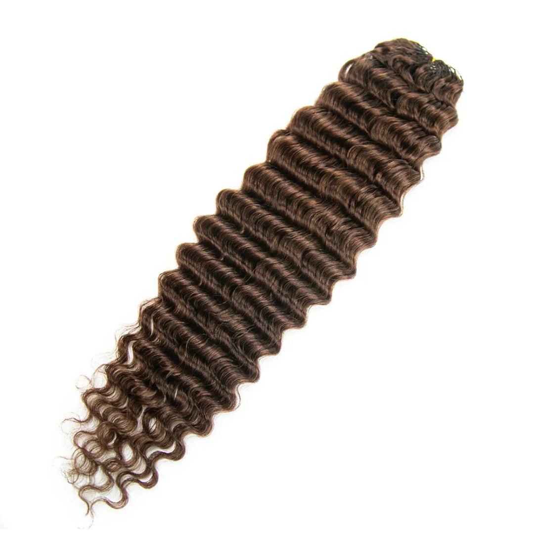 Soft Feather Crochet Braids Hair 100% Human Hair Extensions-Brown Color Deep Wave