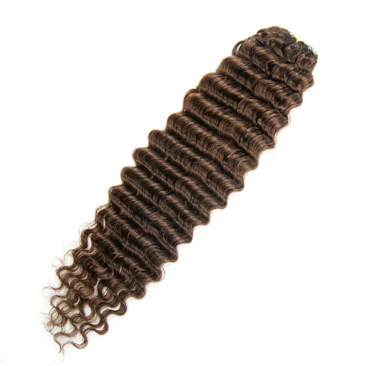 Soft Feather Crochet Braids Hair 100% Human Hair Extensions-Brown Color Deep Wave