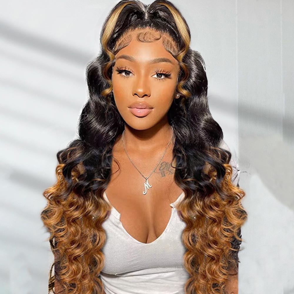 Ombre Blonde 360 Preplucked New Hairline Body Wave Lace Wig