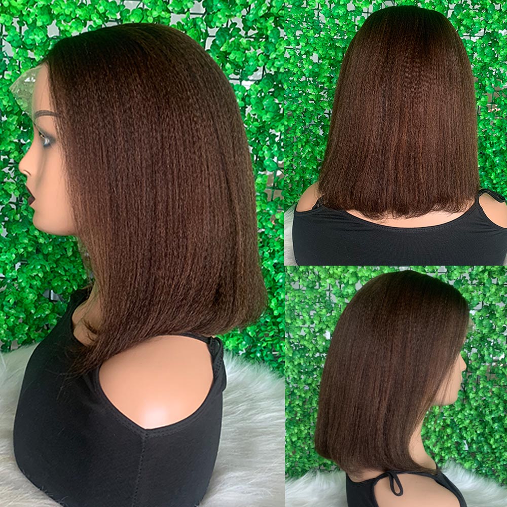【BIG SALE】HD Lace SUPER Pre-plucked Yaki Bob Wig