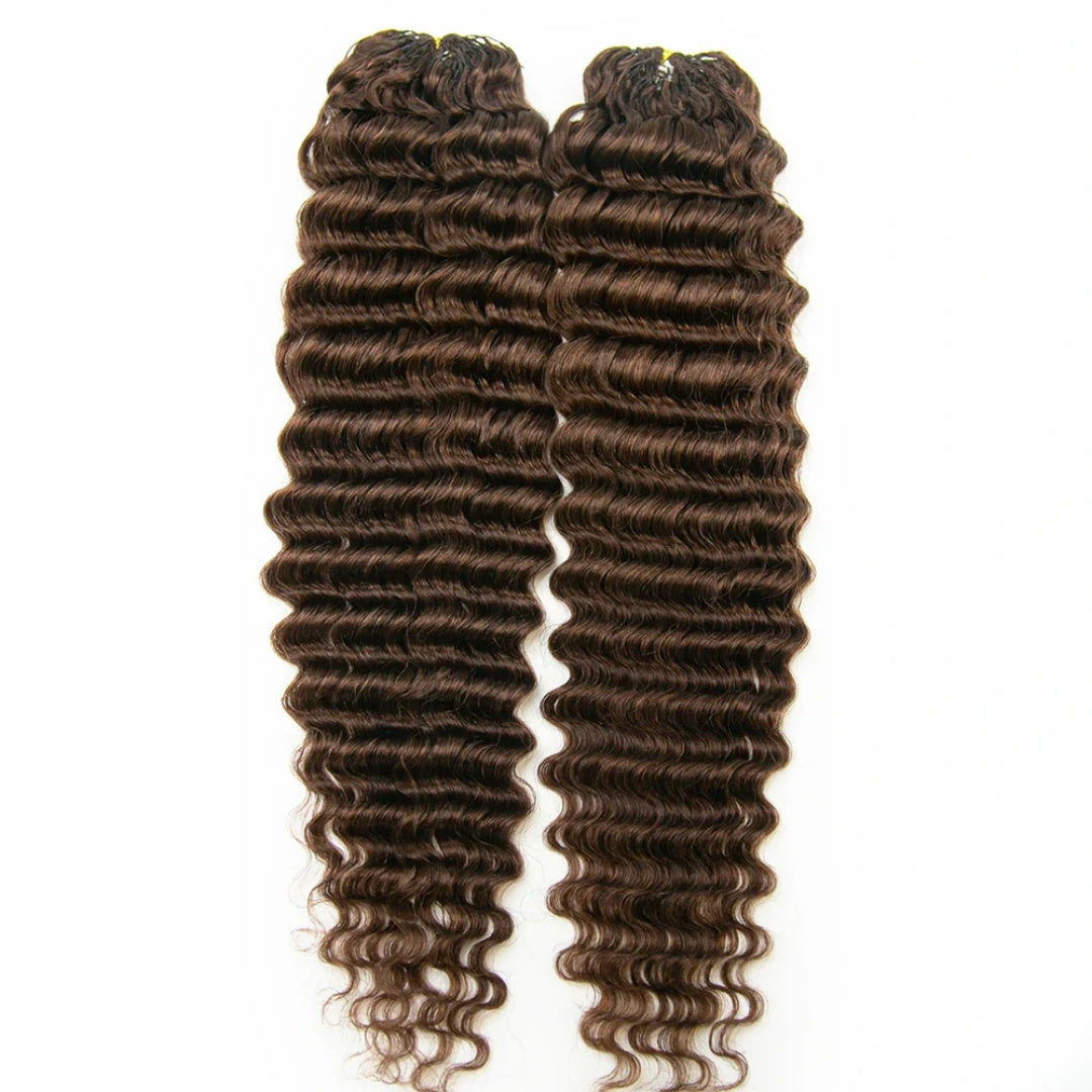 Soft Feather Crochet Braids Hair 100% Human Hair Extensions-Brown Color Deep Wave