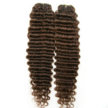 Soft Feather Crochet Braids Hair 100% Human Hair Extensions-Brown Color Deep Wave