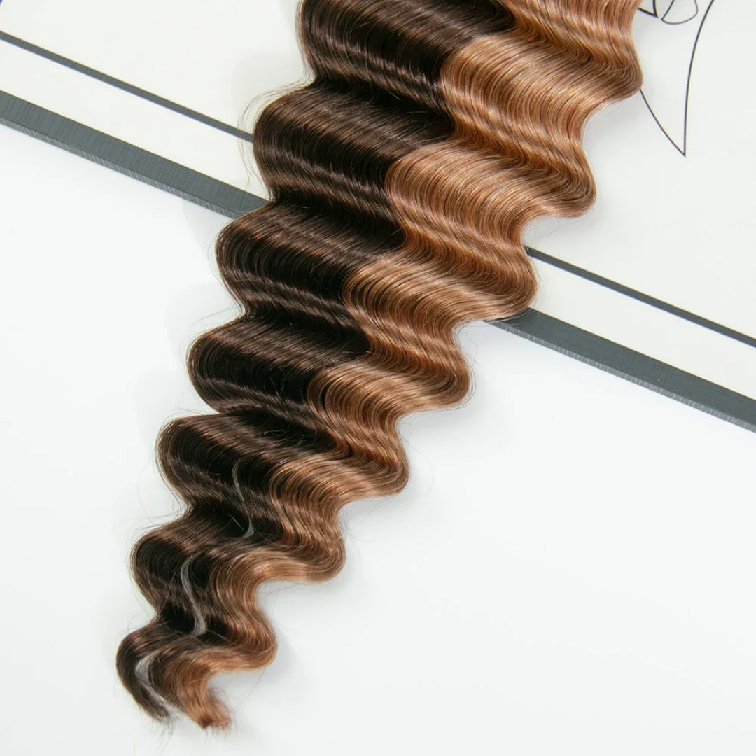 Soft Feather Crochet Braids Hair 100% Human Hair Extensions--#4/#30 Loose Deep Wave