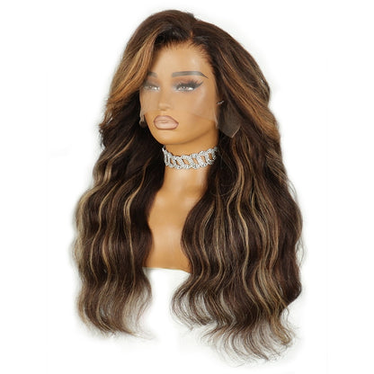 HD LACE 3D Dome Cap 9x6 Super Preplucked with Drawstring Wig Kinky Wavy with Brown Highlights