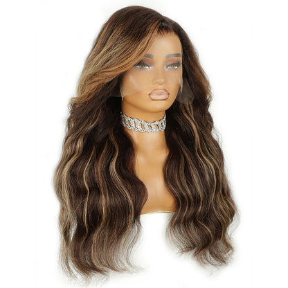 HD LACE 3D Dome Cap 9x6 Super Preplucked with Drawstring Wig Kinky Wavy with Brown Highlights