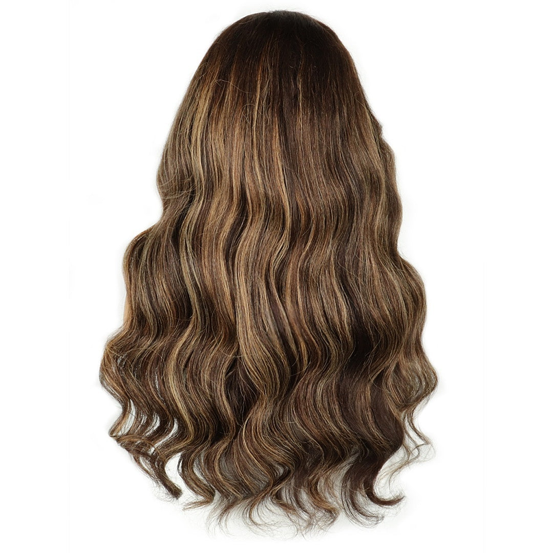 HD LACE 3D Dome Cap 9x6 Super Preplucked with Drawstring Wig Kinky Wavy with Brown Highlights