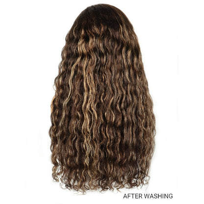 HD LACE 3D Dome Cap 9x6 Super Preplucked with Drawstring Wig Kinky Wavy with Brown Highlights