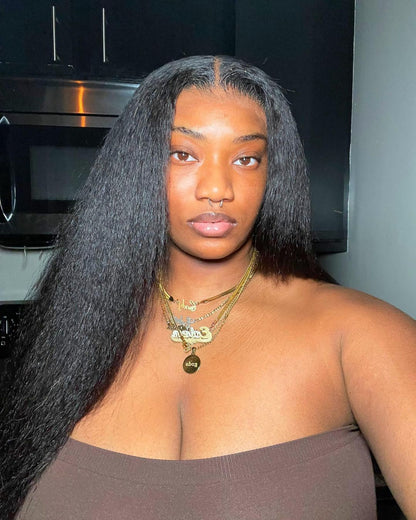 FULL TRANSPAREN/HD LACE PRE-PLUCKED KINKY STRAIGHT HAIR WIG
