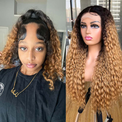 HD Lace 13x6 SUPER Pre-plucked Ombre Blonde Water Wave Wig
