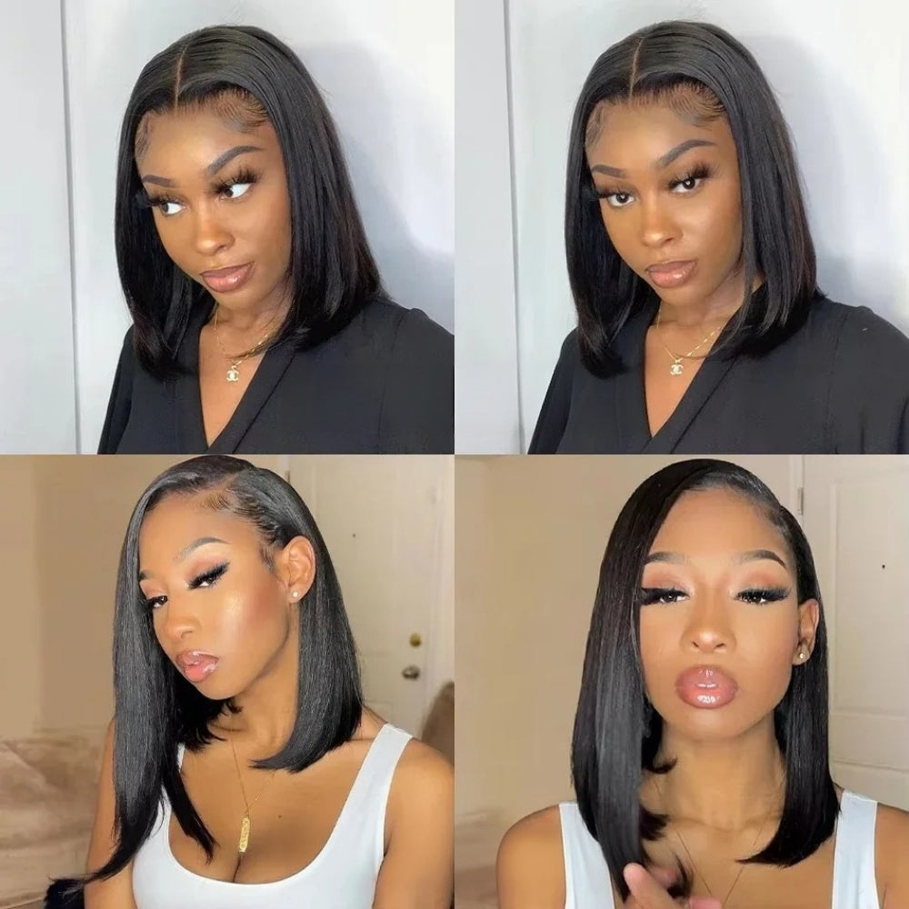 FULL TRANSPARENT/HD LACE PRE-PLUCKED STRAIGH  BOB HUMAN HAIR FULL LACE WIG