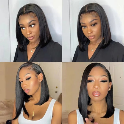 FULL TRANSPARENT/HD LACE PRE-PLUCKED STRAIGH  BOB HUMAN HAIR FULL LACE WIG