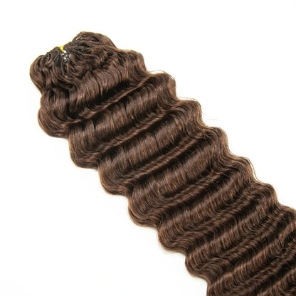 Soft Feather Crochet Braids Hair 100% Human Hair Extensions-Brown Color Deep Wave
