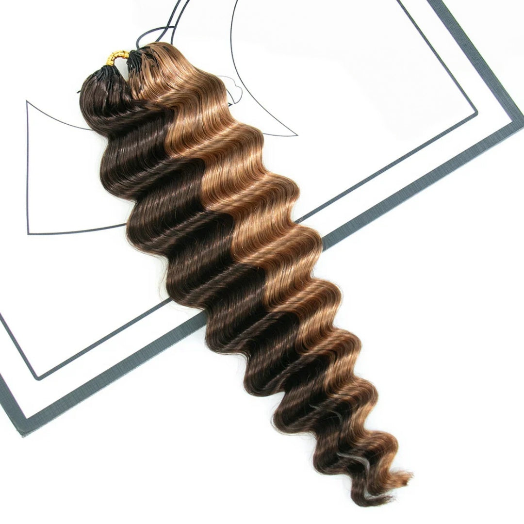 Soft Feather Crochet Braids Hair 100% Human Hair Extensions--#4/#30 Loose Deep Wave