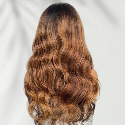 HD LACE 3D Dome Cap 9x6 Super Preplucked with Drawstring Wig Blonde Highlight Body Wave