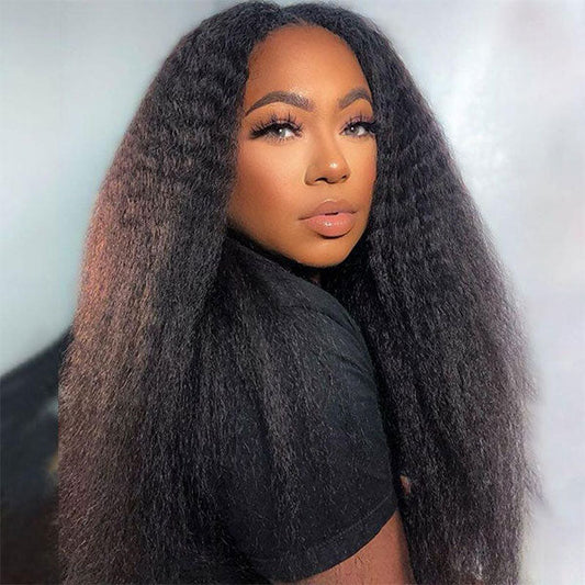 HD LACE 9x6 Lace Parting Super Preplucked Hairline Density Wig Kinky Straight