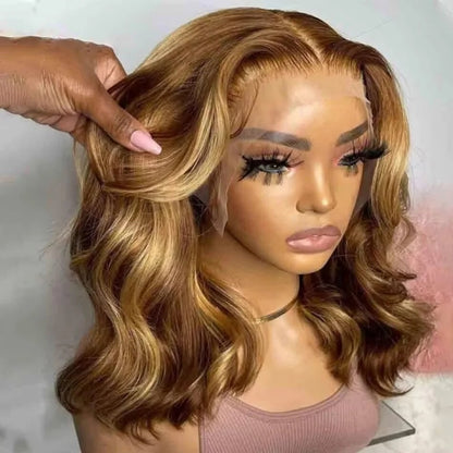 FULL TRANSPARENT/HD LACE PRE-PLUCKED HONEY BLONDE BODY WAVE BOB FULL LACE WIG