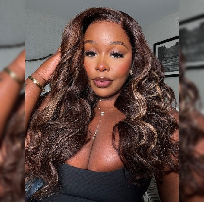 HD LACE 3D Dome Cap 9x6 Super Preplucked with Drawstring Wig Kinky Wavy with Brown Highlights