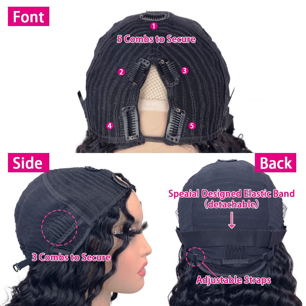 V Part Wig Kinky Curly Glueless Human Hair Wig