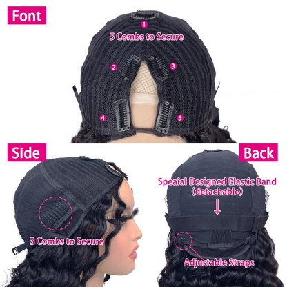 V Part Wig Kinky Curly Glueless Human Hair Wig