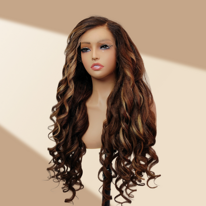BYE-BYE KNOTS 13X6 HD LACE FRONTAL SUPER PRE-PLUCKED WIG /HIGHLIGHT KINKY WAVY