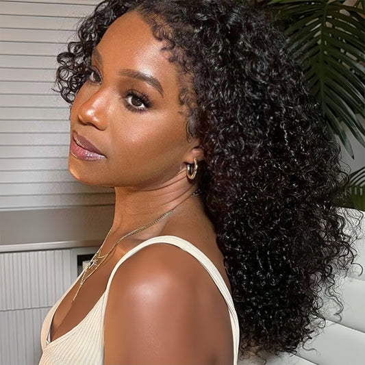 HD LACE 3D Dome Cap 9x6 Super Preplucked with Drawstring Wig Kinky Curly with Curly Edge