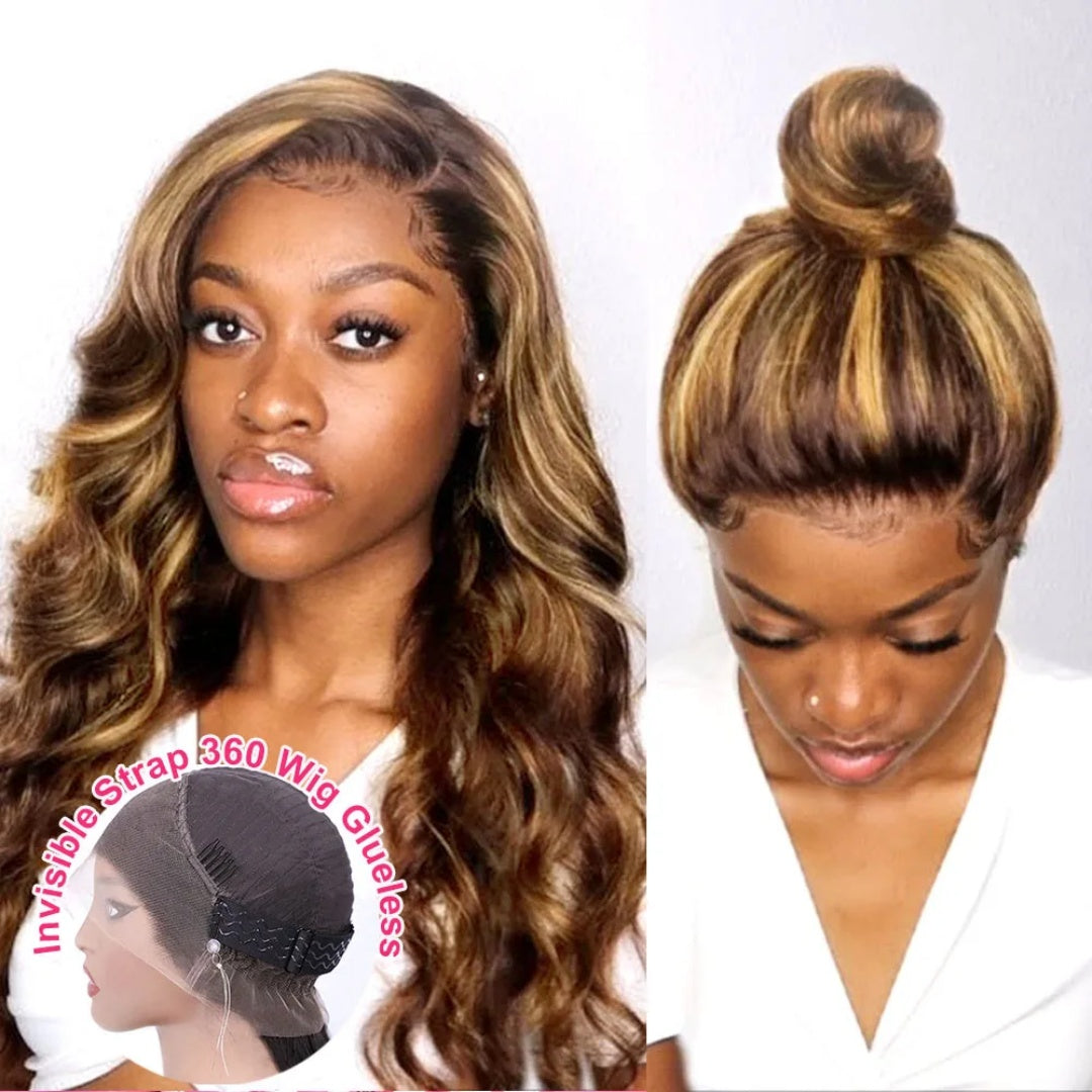 Invisi-Strap 360 Transparent Lace Highlight Wig // Body Wave