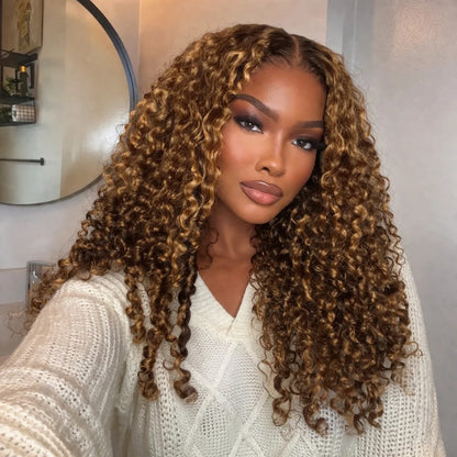 BYE-BYE KNOTS 13X6 HD LACE FRONTAL SUPER PRE-PLUCKED WIG /  P4/27 HIGHLIGHT BURMESE CURLY