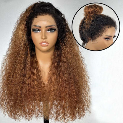 13X6 TRANSPARENT/HD LACE CURLY EDGES OMBRE COLOR CURLY WIG
