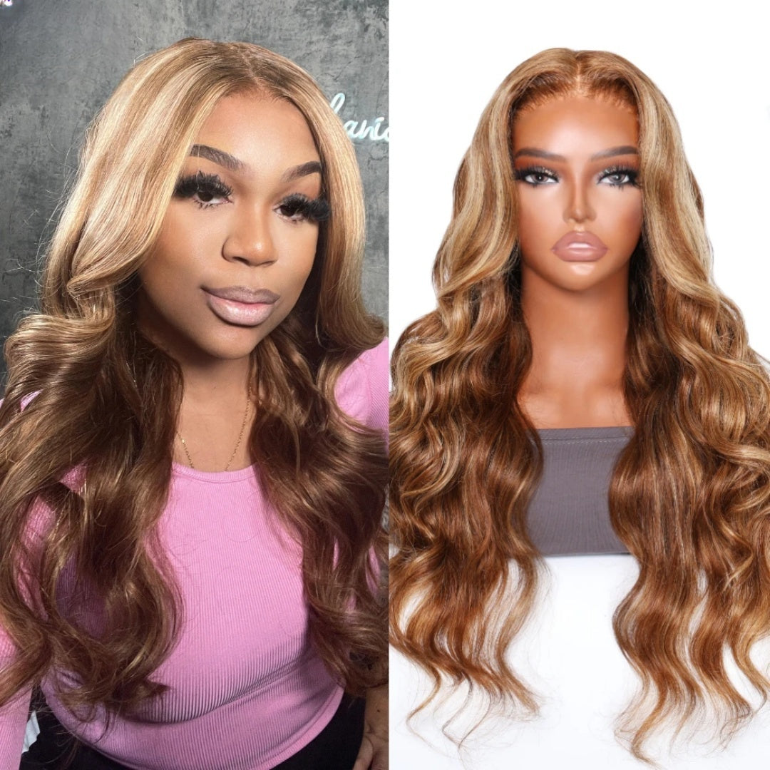 "One Fits All" 9x6 Lace Parting HD LACE Super Preplucked Hairline Body Wave Highlight Wig