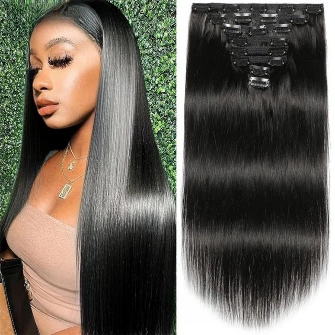 Clip In Hair Extension Straight Human Wefts Set