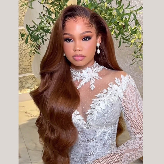 “M” Shape  Hairline 13X4/13X6 Transparent Lace Front Wig Brown Body Wave