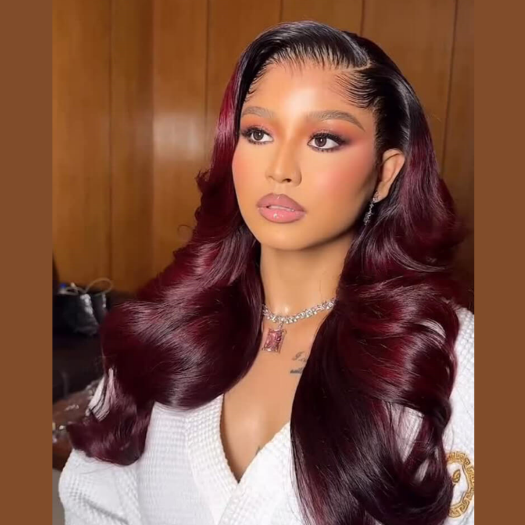 “M” Shape  Hairline 13X4/13X6 Transparent Lace Front Wig Ombre Colored Body Wave