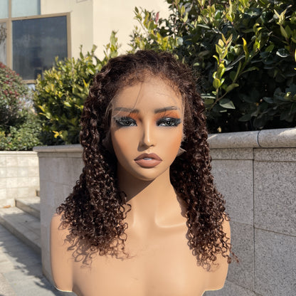 PreCut Lace 360 HD Lace Front Invisi-Strap Wig  Burmese Kinky Curly with Curly Edge