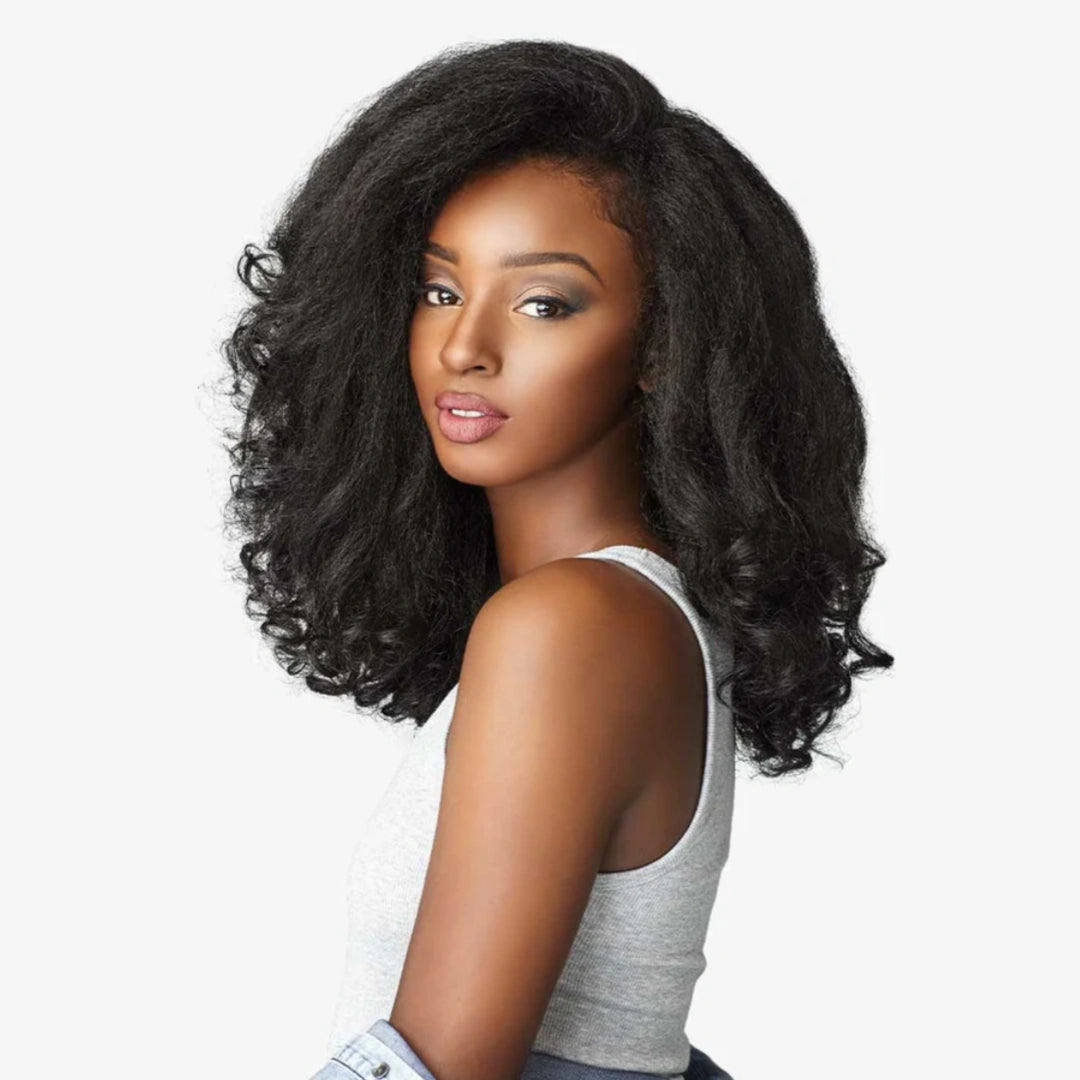 Upgrade 3 IN 1 Half Wig With Drawstring Kinky Hair Curls Ends Glueless Human Hair Wig