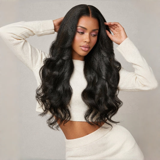 BYE-BYE KNOTS 13X6 HD LACE FRONTAL SUPER PRE-PLUCKED WIG /  KINKY BODY WAVE