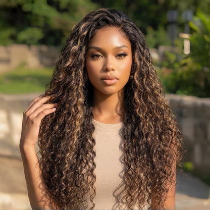 HD LACE 3D Dome Cap 9x6 Super Preplucked with Drawstring Wig Highlight Water Wave